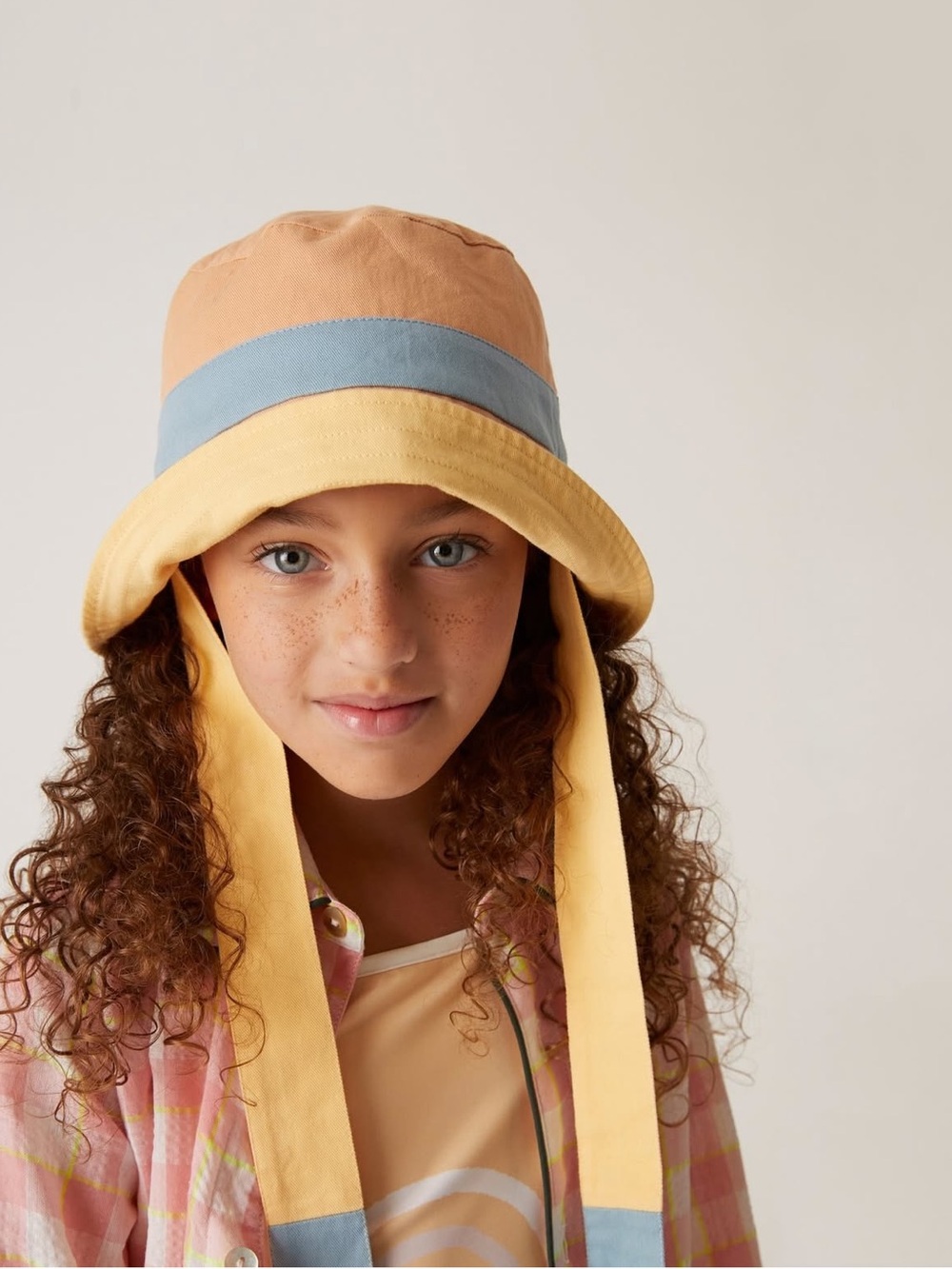 NWT THE SUNDAY COLLECTIVE Singing Wide Brim Beach Hat Peach Bloom Cotton S/M